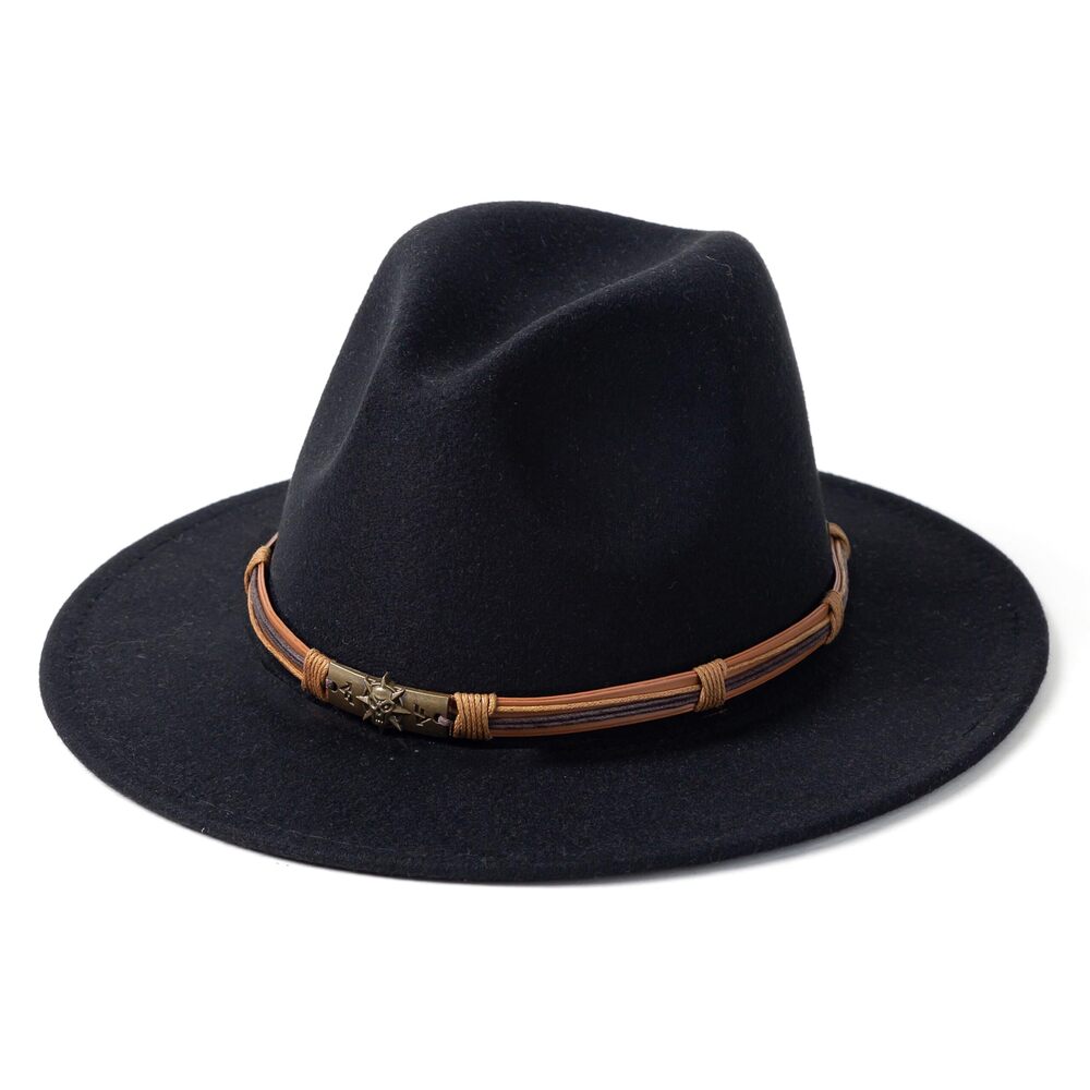 5583 Fedora Hats Wide Brim Felt Hat Dress Cap Style Black